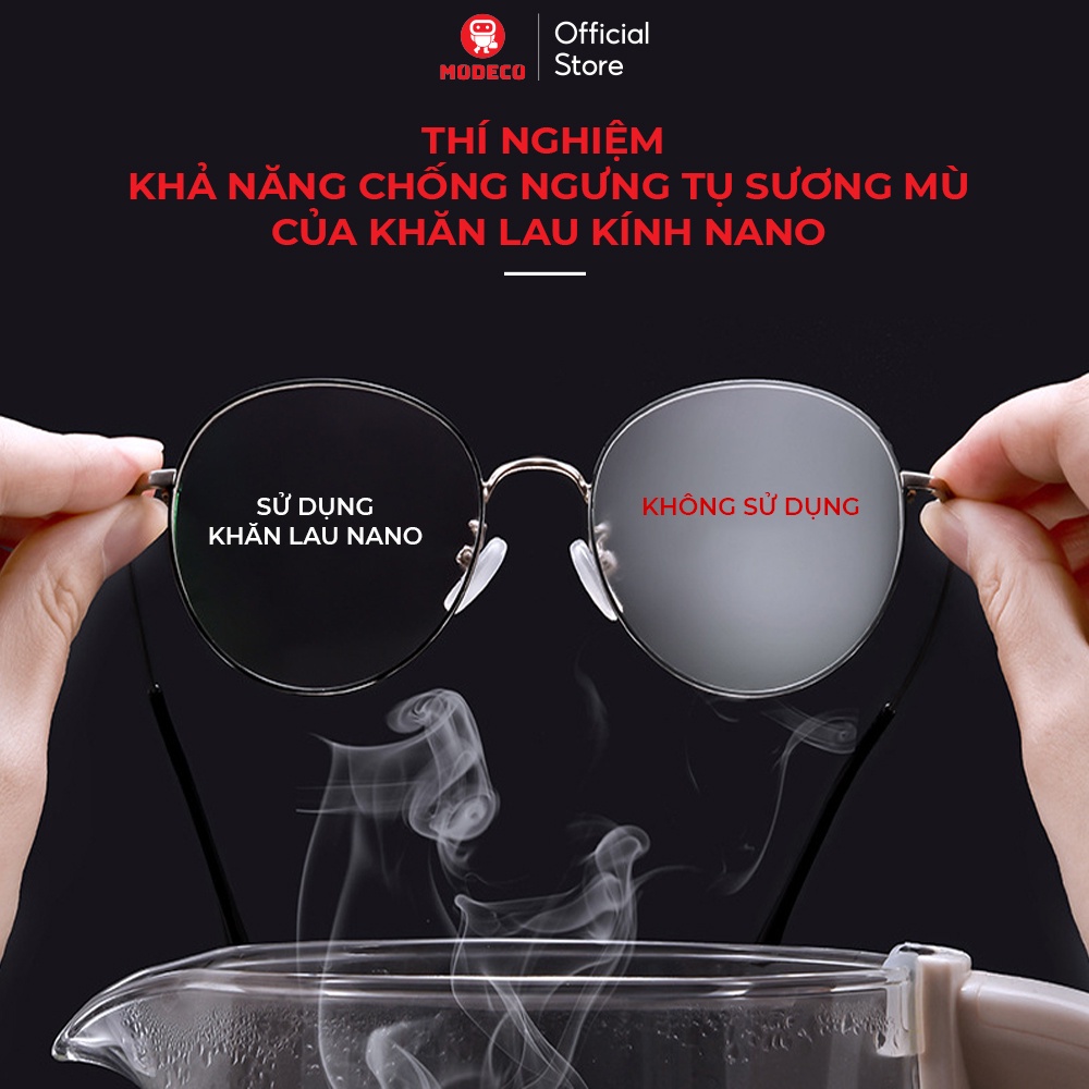 Khăn Lau Kinh Nano Modeco Chống Bám Hơi Nước, Lau Sạch Bụi Bẩn, Khử Khuẩn, Chống Nhờn Trên Mặt Kính - Hộp 100 Khăn