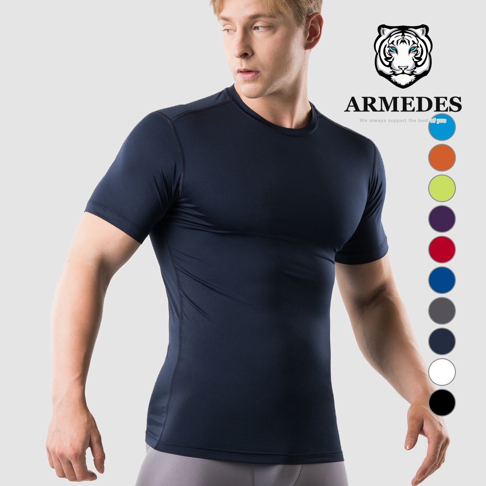 Áo Thun Thể Thao Nam Tay Ngắn Tập Gym  99% Polyester Siêu Thấm Hút và Mát Mịn Chính Hãng ARMEDES Hàn Quốc - AR 51
