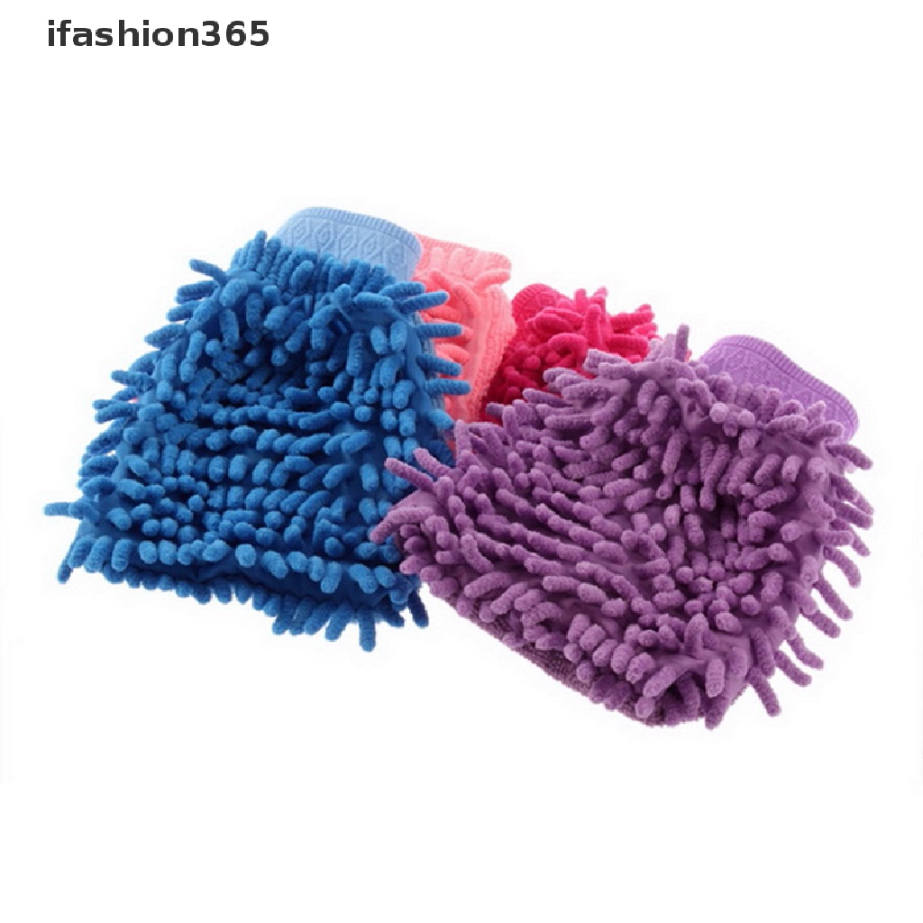 Găng Tay Rửa Xe Hơi 2 Trong 1 Bằng Sợi Vải Chenille Mềm Mại Siêu Mịn Không Trầy Xước ifashion365
