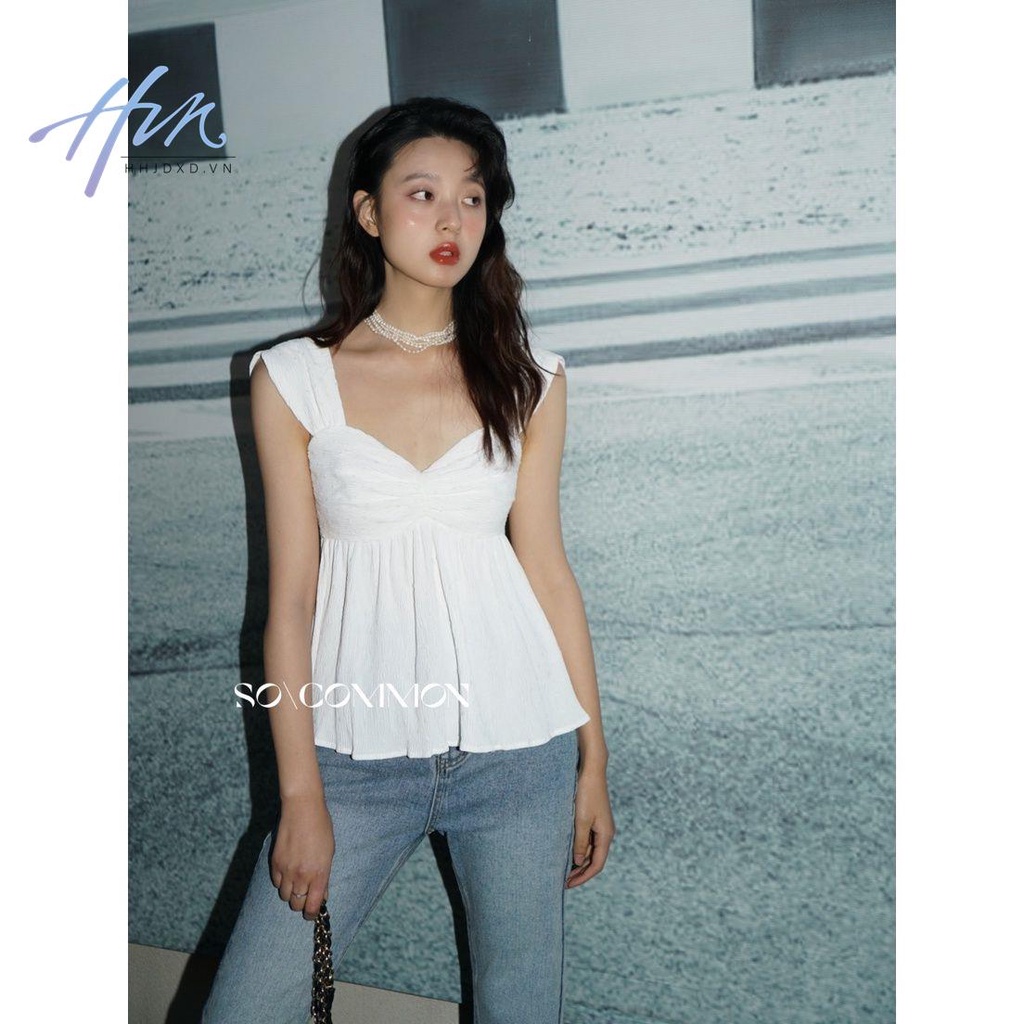 Áo Voan Cổ Vuông Xếp Ly Phong Cách Pháp Thời Trang Mùa Hè 2022 Mới Cho Nữ