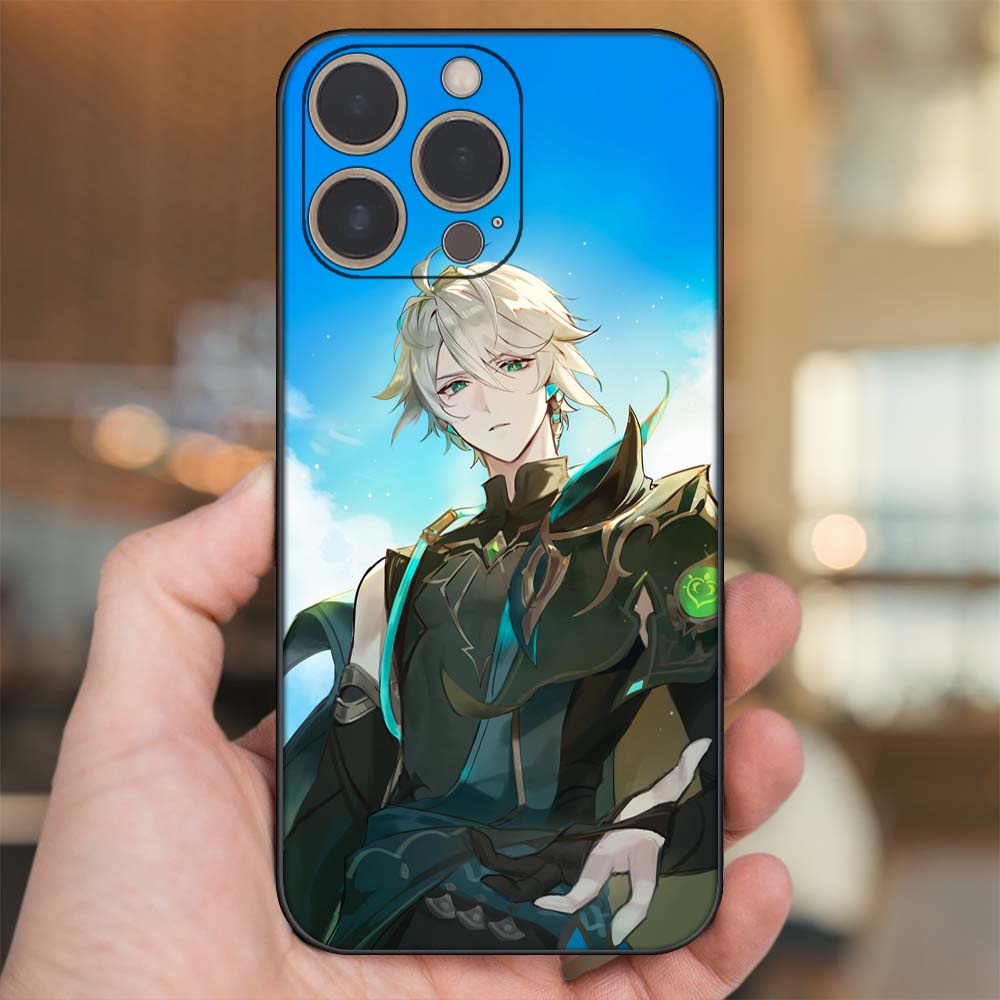 Ốp lưng iPhone 14 Pro dẻo đen cạnh vuông in hình Alhaitham Genshin Impact