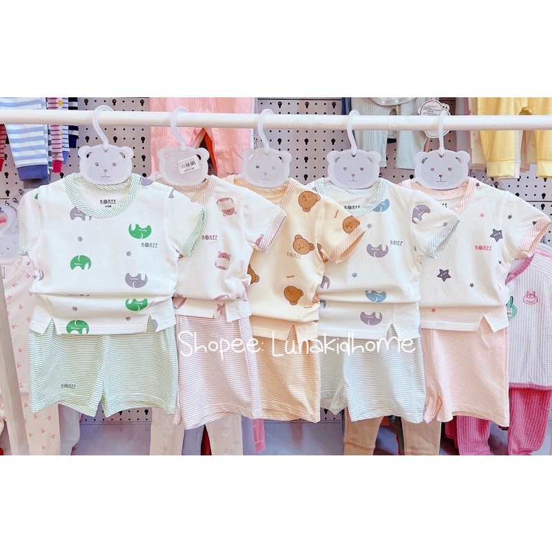 Bộ cộc tay HRNEE phối chỉ chất bamboo sợi tre