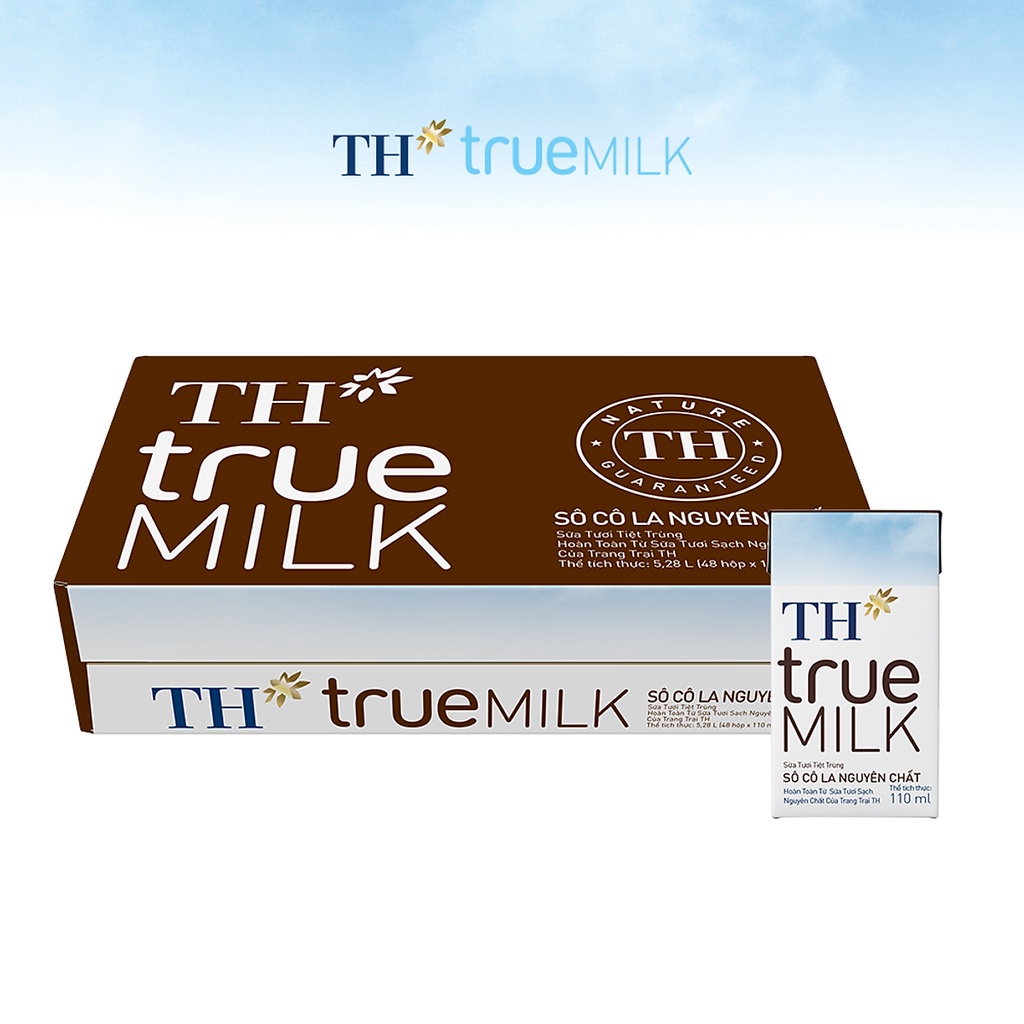 Thùng 48 hộp sữa tươi tiệt trùng sôcôla nguyên chất TH True Milk 110ml