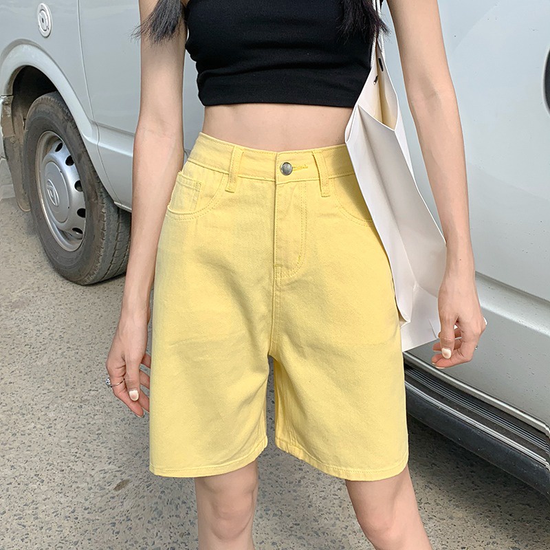 Quần short SUXI denim lưng cao ôm dáng phong cách Hàn Quốc thời trang xuân hè cho nữ