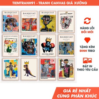 Tranh treo tường trang trí, TIỆM TRANH 91, tranh Jean Michel Basquiat đẹp lạ thường - Tặng kèm đinh treo tranh
