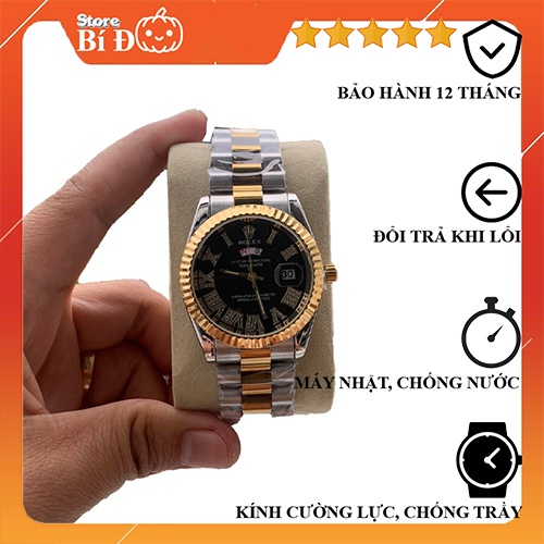 Đồng hồ nam Rolex máy nhật, chống nước phiên bản size 38mm mặt băm, dây thép 904L đúc không rỉ CAO CẤP
