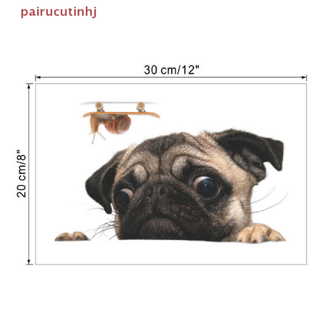 Miếng Dán Hình Chú Chó Pug Và Ốc Sên 3D Ngộ Nghĩnh Trang Trí Xe Hơi Laptop