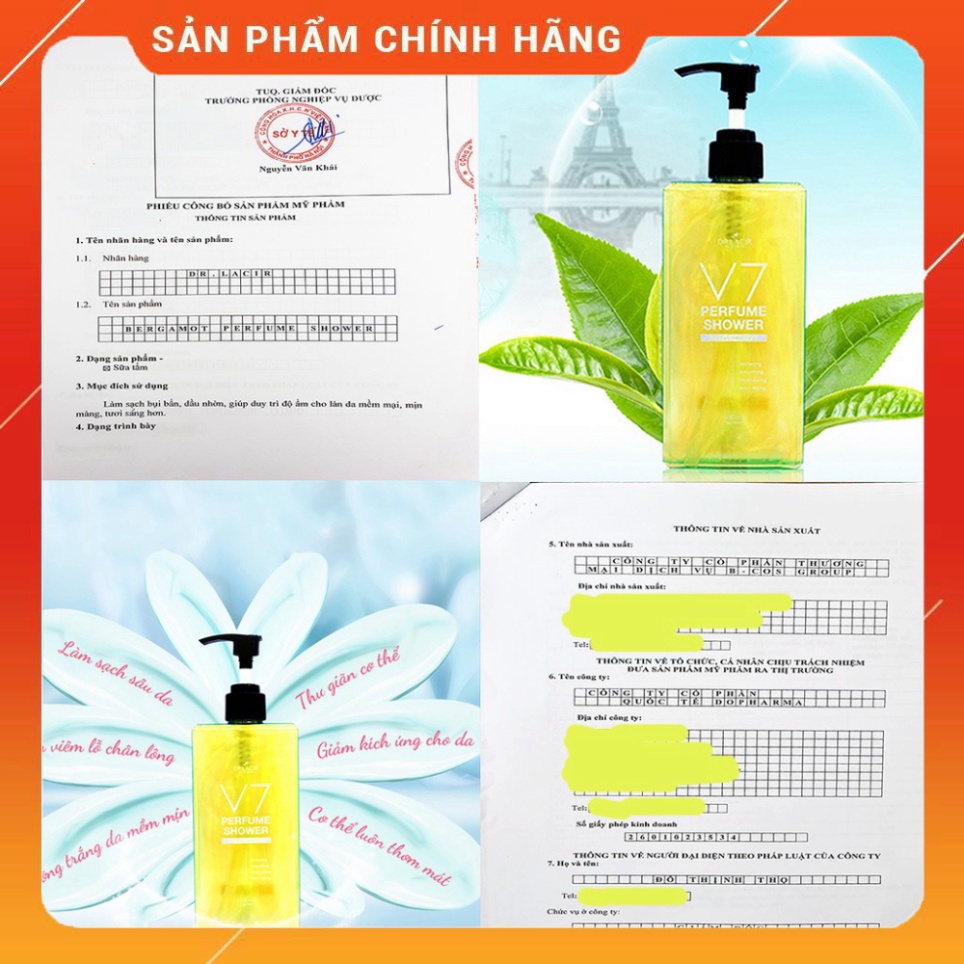 Sữa Tắm trắng sáng da V7 Pefrume Shower Dr Lacir 350ml DR31