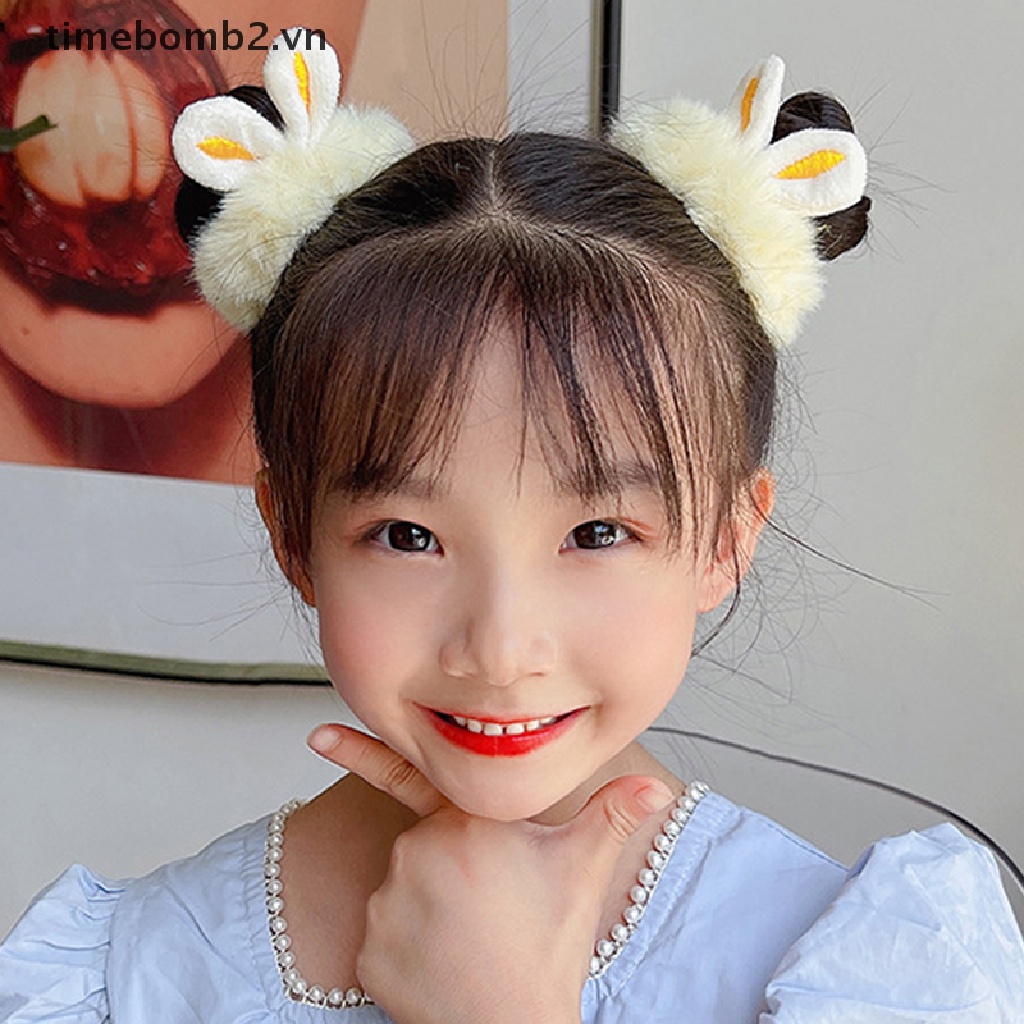 Dây Cột Tóc Co Giãn Hình Tai Thỏ Màu Sắc Ngọt Ngào Cho Nữ