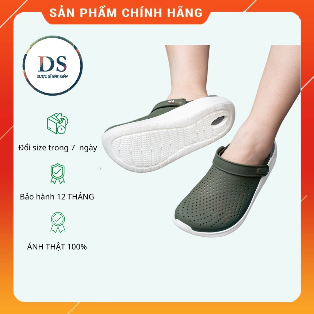 Dép Cross Literide Nam Nữ màu Xanh Rêu, Hàng loại 1 full tag, full box hãng