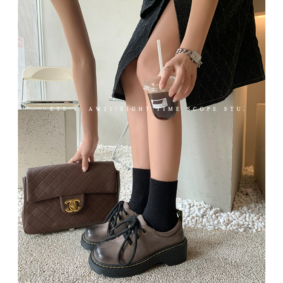 Giày Oxford Nữ Mũi Tròn Dế Bánh Mì 4CM Phong Cách Nhật Bản