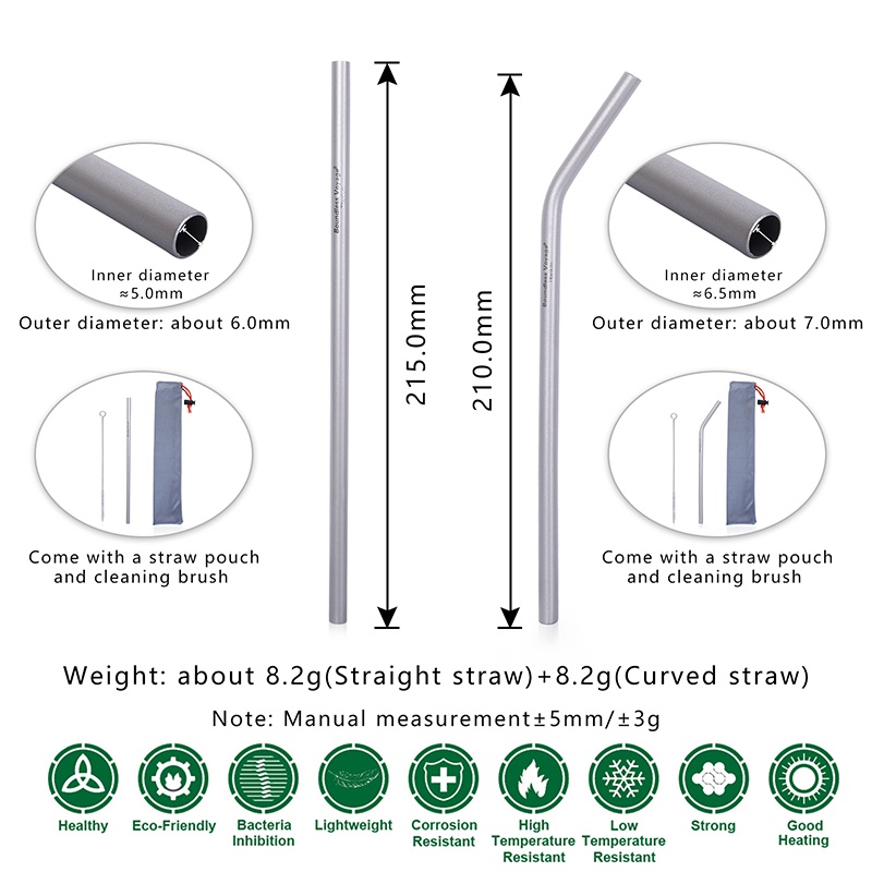 Ống Hút Titan Dạng Cong Siêu Nhẹ Có Thể Tái Sử Dụng