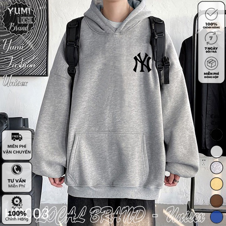 Áo Hoodie NY Local Brand Unisex Ullzang nỉ bông cao cấp dày - Áo Khoác Nỉ Form Rộng