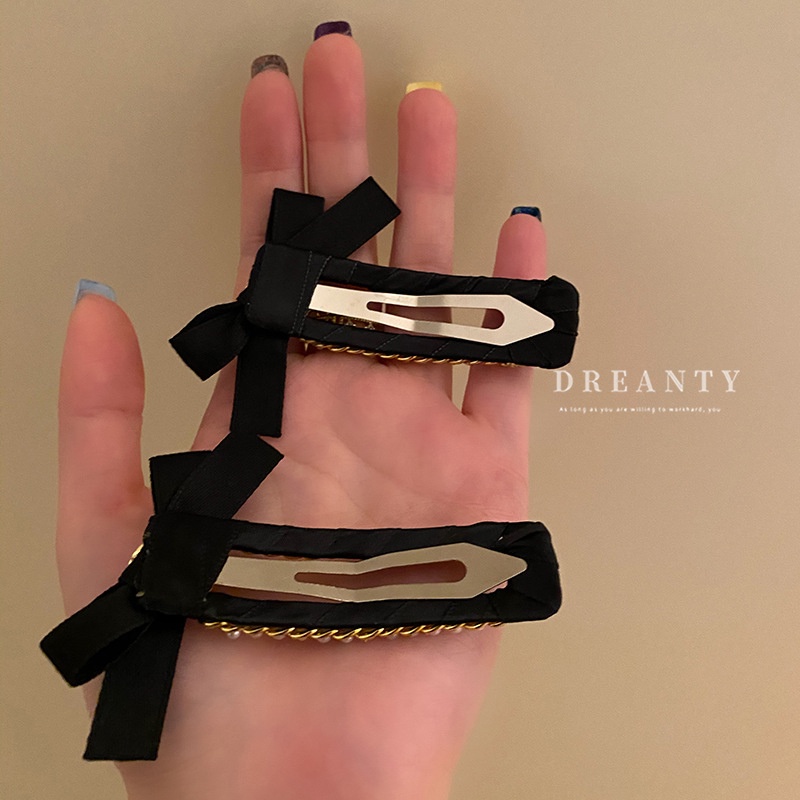 Kẹp Tóc Hình Nơ Đính Ngọc Trai Đơn Giản Phong Cách Hàn Quốc