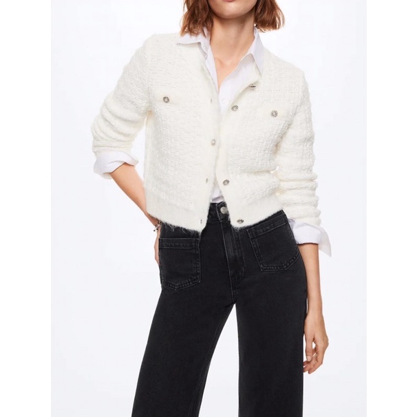 Áo cardigan trắng MANGO AUTH new tag S