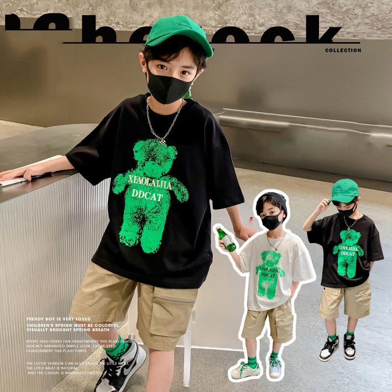 Áo Thun cotton Tay Ngắn Dáng Rộng Thời Trang Mùa Hè Cho Bé