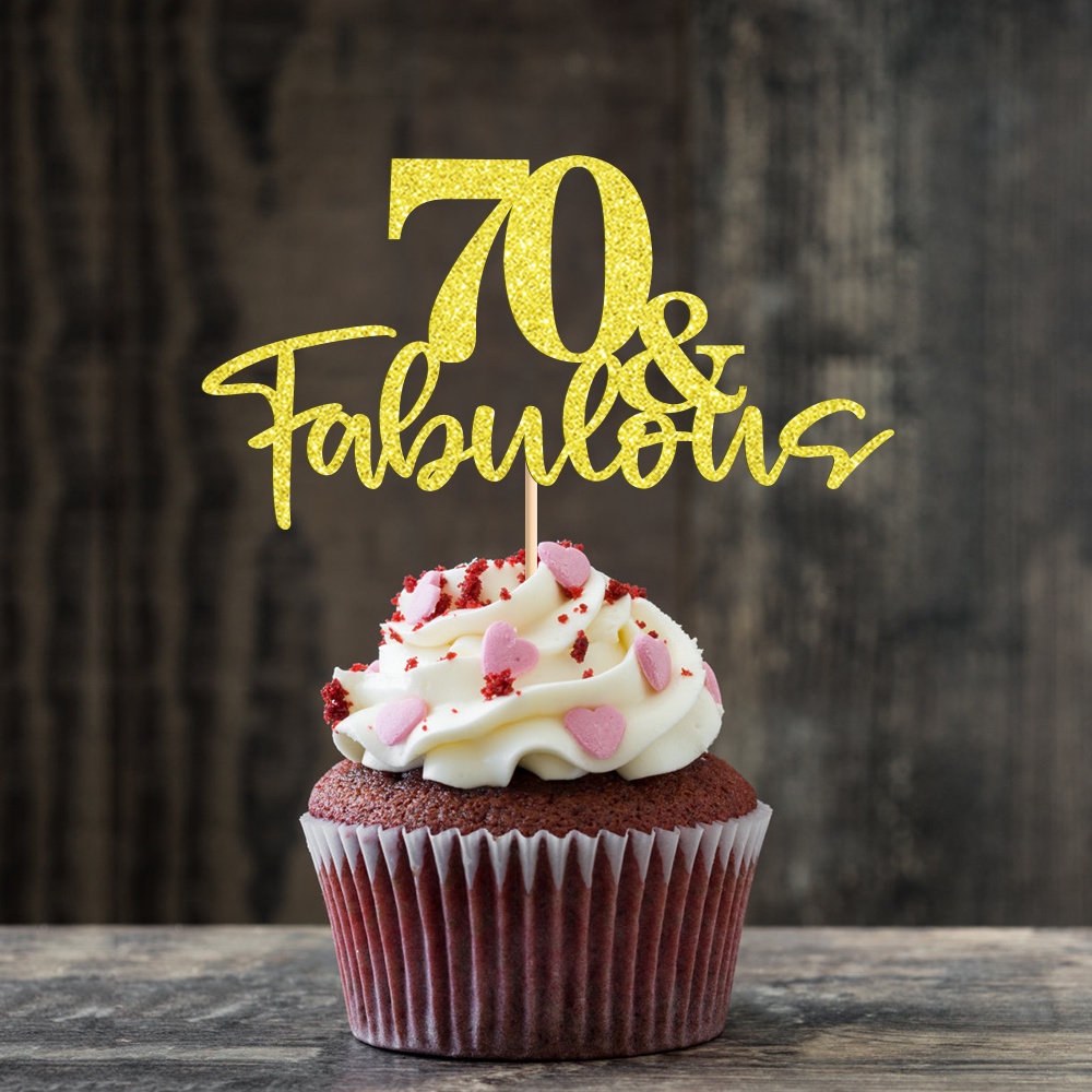 Bộ 24 trang trí bánh cupcake long lanh sinh nhật lần thứ 70