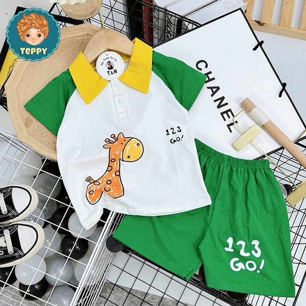 Set bộ áo và quần phối màu ngộ nghĩnh cho bé trai