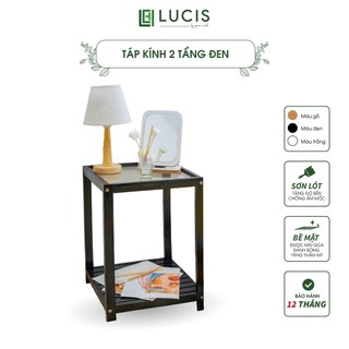 Kệ đầu giường màu đen 2 tầng mặt kính LUCIS nội thất chắc chắn