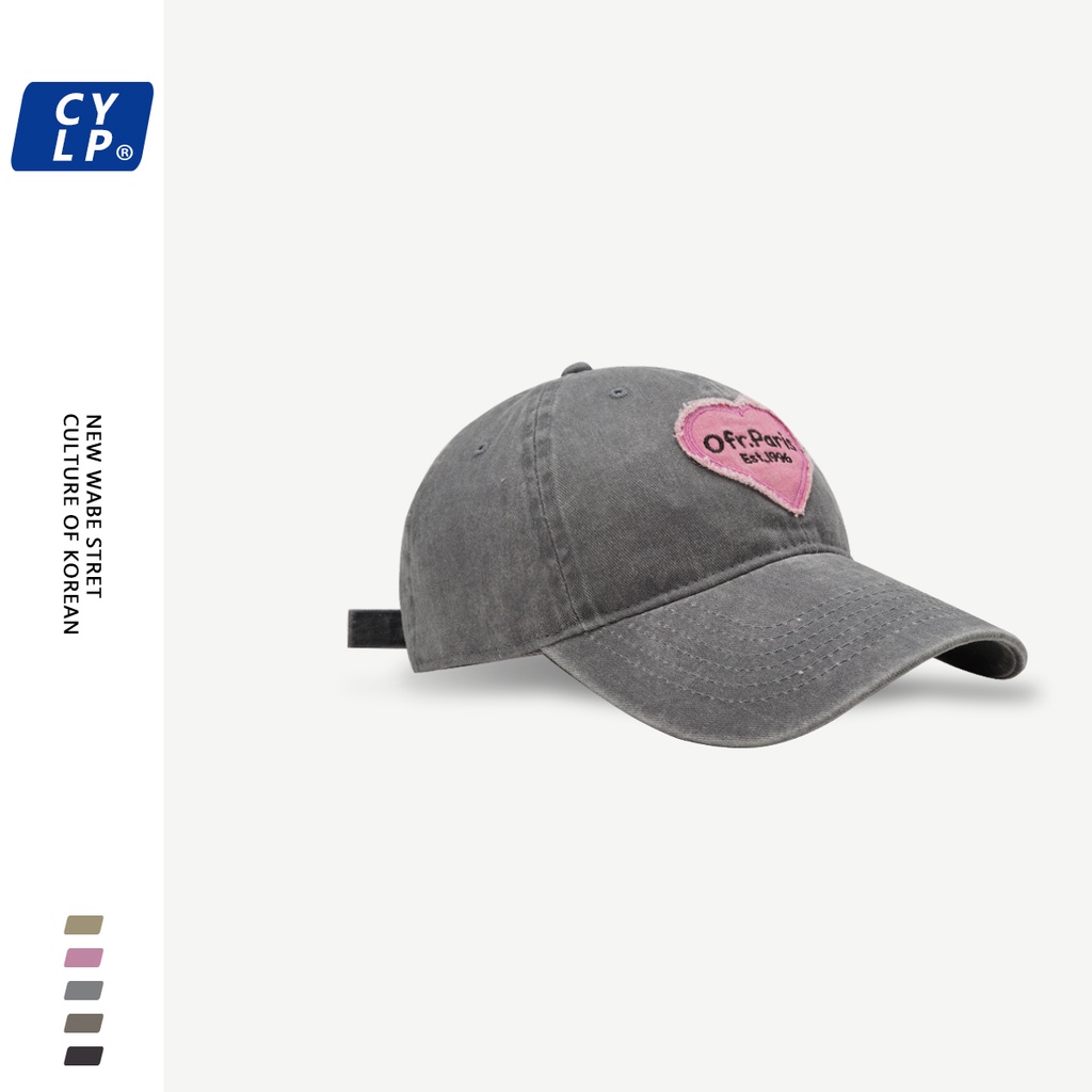 Mũ Lưỡi Trai Mềm Thêu Hình Trái Tim Phong Cách Hàn Quốc Cho Cặp Đôi