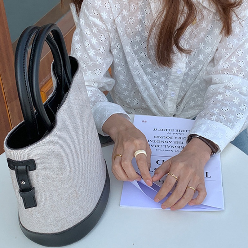 Ielgy Túi canvas Đeo Chéo Màu Sắc Tương Phản Phong Cách Đơn Giản