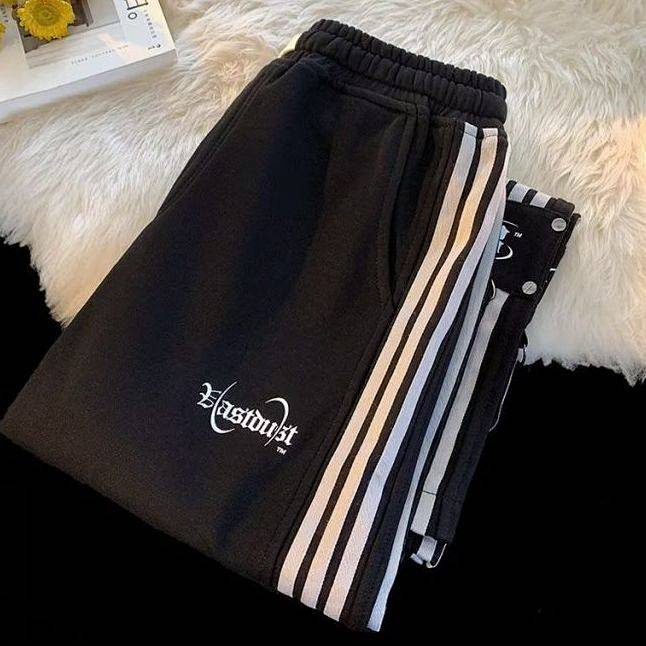 Quần Sweatpants rộng rãi chạy sọc phong cách Hong Kong trendy ins thời trang bình dân couple uHdw