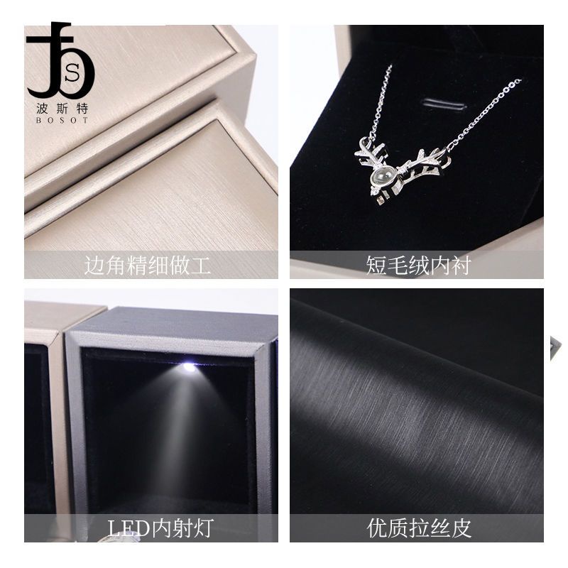 Hộp Đựng Nhẫn Cưới Bằng Da Cao Cấp Có Đèn led Phát Sáng Độc Đáo