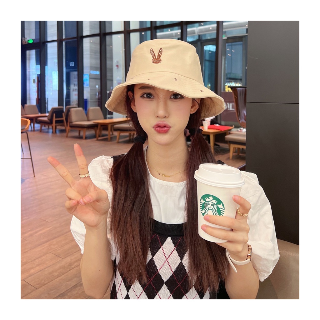 Nón Tai Bèo Thêu Họa Tiết Hoạt Hình Dễ Thương Phong Cách Hàn Quốc Thời Trang Xuân Hè Cho Nữ