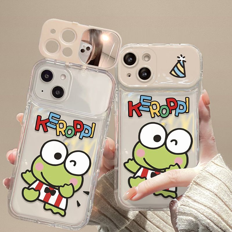 Ốp lưng iphone Giá đỡ gương lật ếch, vỏ điện thoại silicon trong suốt Cho Iphone 6 / 6S / 6splus / se / 7 / 7plus / 8 / 8plus / X / xs / xsmax / 11 / 12 / 13 / 14 / Plus / Pro / Pro Max-8007