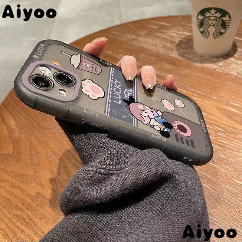 ✅Ốp Điện Thoại Mềm Màu Trong Suốt Hình Cô Gái Uống Trà Sữa Cho iPhone 14 13pro 12promax 7Plus Xr