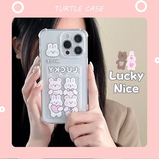 Ốp Điện Thoại MINI In Hình Thỏ Hoạt Hình Có Ngăn Đựng Thẻ Cho iPhone 14 13 12 11 PROMAX XS XR XSMAX SE2020 6 7 8PLUS