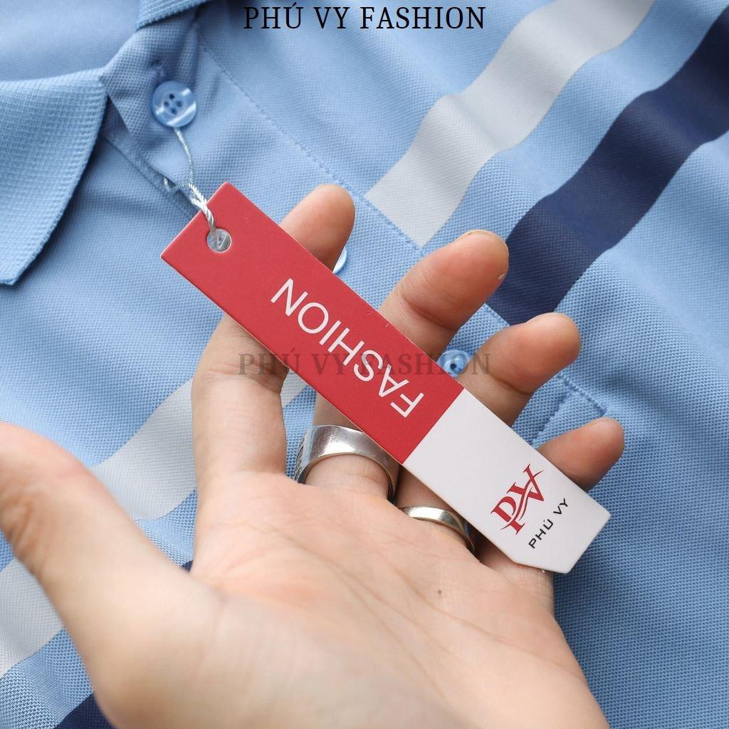 Áo thun nam polo thiết kế sọc ngang vải cá sấu cotton co giãn 4 chiều cực sang trọng và lịch lãm