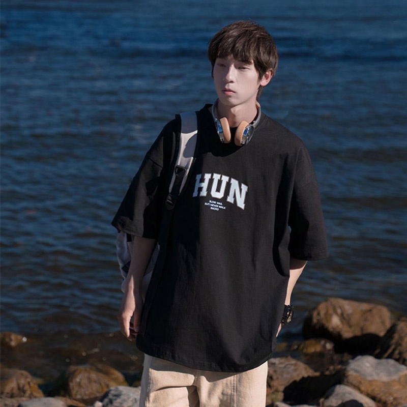 Áo Thun Tay Ngắn Cổ Tròn In Chữ Thời Trang Dành Cho Nam