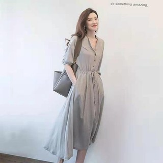 Đầm sơ mi tay lỡ eo chun Xiny D134230