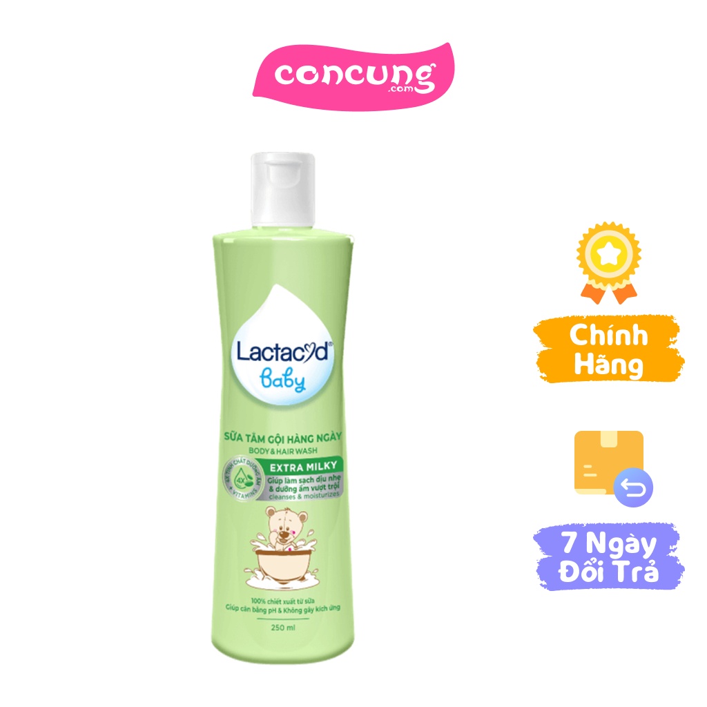 Sữa tắm gội trẻ em hàng ngày bảo vệ và nuôi dưỡng da và tóc bé Lactacyd Milky 250ml