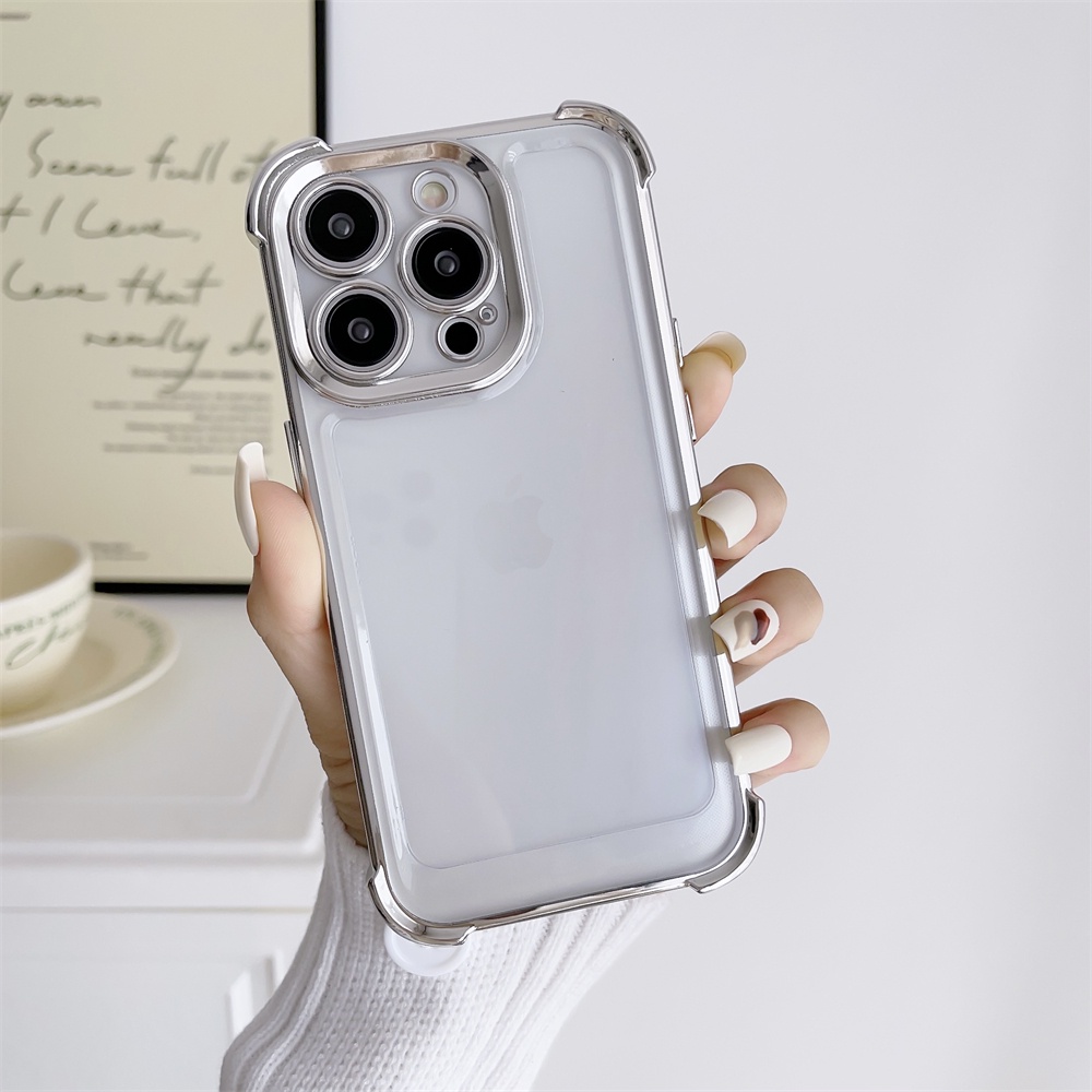 Ốp Điện Thoại Armor Trong Suốt Mạ Viền Sang Trọng Chống Sốc Cho iPhone 14 13 12 11 Pro MAX 14 Plus XS MAX XR X