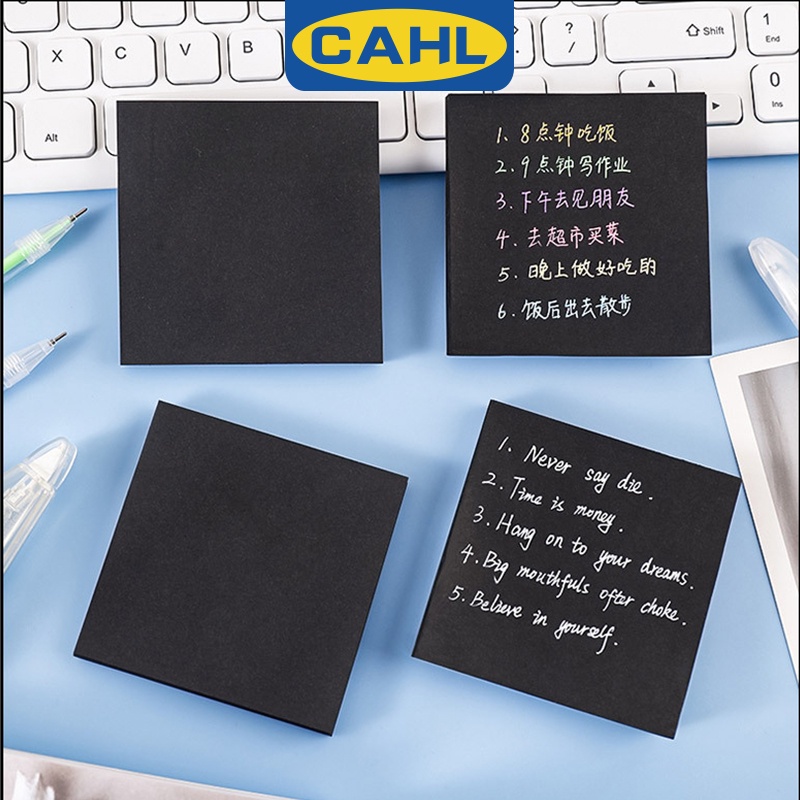 Set 50 Tấm Giấy Ghi Chú Tự Dính Màu Đen 3x3 Inch