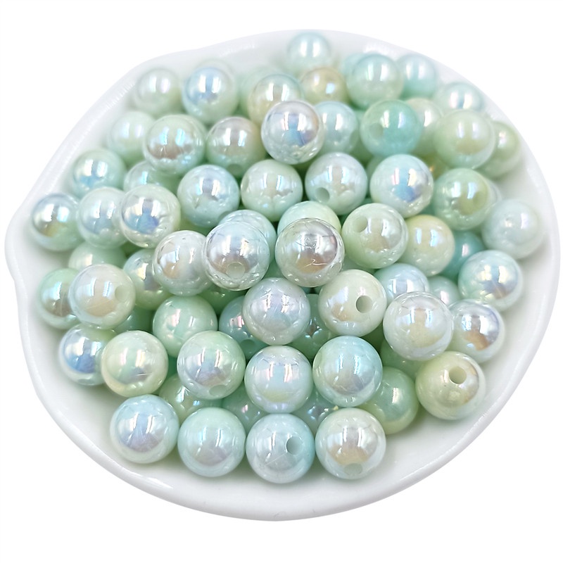 Set 50 Hạt Tròn Hai Màu 8 / 10mm Làm Trang Sức Thủ Công DIY Thời Trang