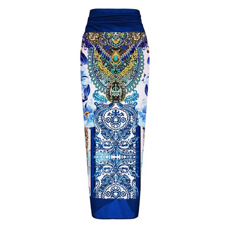 Bộ Đồ Bơi Một Mảnh In Họa Tiết Gốm Sứ Kèm Chân Váy Dành Cho Nữ