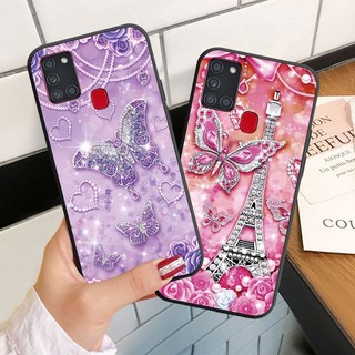Ốp điện thoại silicon mềm họa tiết cánh bướm đính đá cho samsung galaxy a11 a21s a31 a51 a71