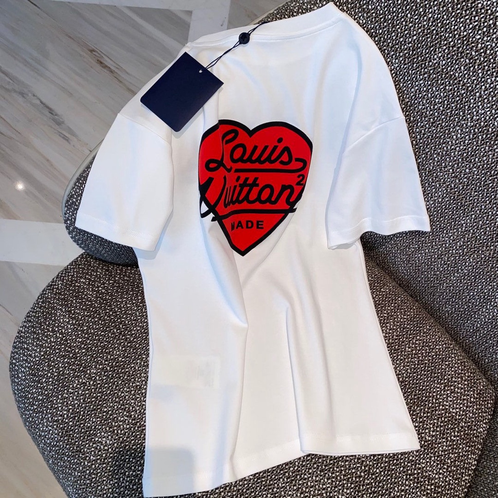 Áo Thun Tay Ngắn In Hình Trái Tim + Dây Treo Thời Trang Cho Cặp Đôi L1V