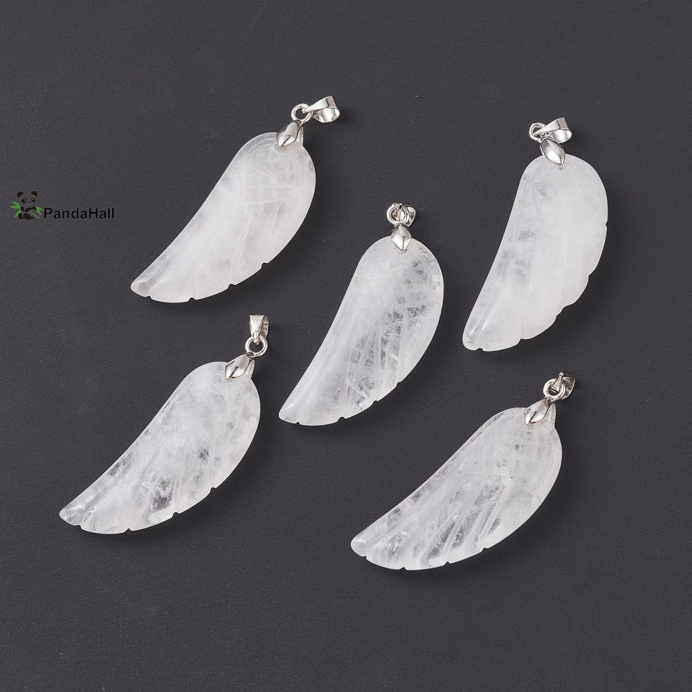 Set 5 Mặt Dây Chuyền Hình Đôi Cánh Mạ Bạch Kim 36x15~16.6x6.5~7.7mm: 5x4mm