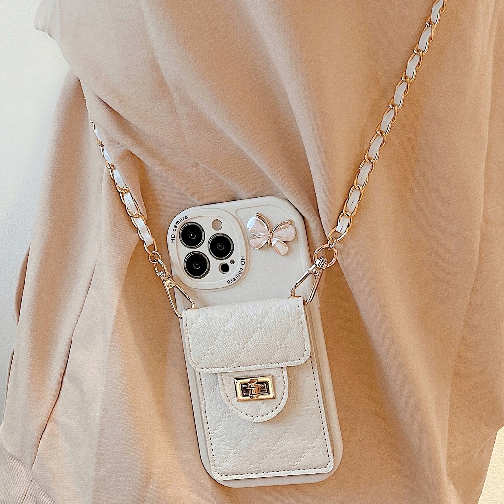 Ốp Điện Thoại Silicon Mềm Dạng Ví Đeo Chéo Hợp Thời Trang Cho iPhone 13Promax 13 14 Pro Max 12 11 Promax 11 XS Max 7 8plus