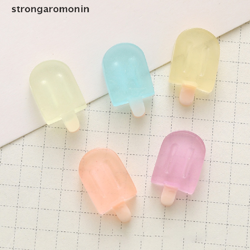 ST  5Pcs Miniature Luminous Ice Cream Cute Resin Ornament Car Decoration Accessories ST