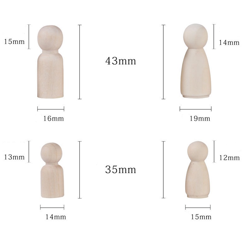 Set 10 Búp Bê Gỗ Tự Vẽ 35-55cm