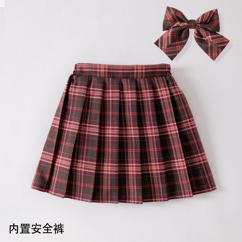 Chân Váy Ngắn Xếp Ly Sọc Caro Phong Cách Preppy Thời Trang Xuân Thu Mới Cho Bé Gái