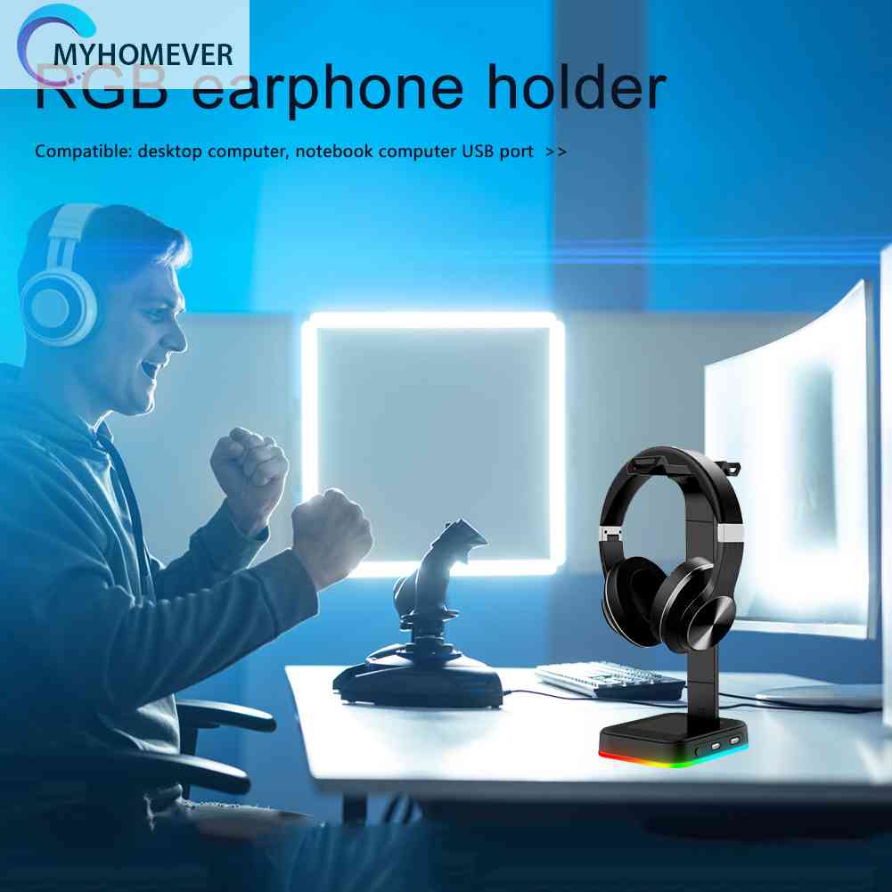 Giá Đỡ Tai Nghe Đứng 2 Cổng USB Có Màn Hình RGB