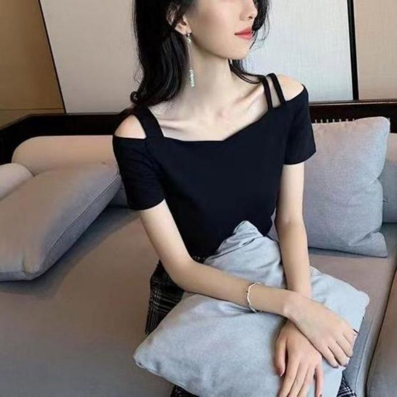 Áo Croptop Trễ Vai Tay Ngắn Y2k Y2k Thời Trang Quyến Rũ Cho Nữ