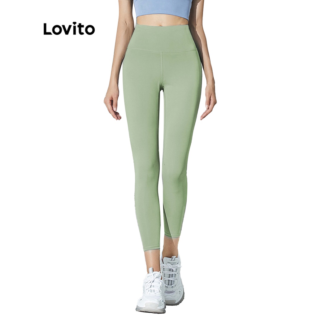 (Vật phẩm thiết yếu) Quần Thể Thao Lưng Cao Màu Trơn Thời Trang Legging Mùa Hè