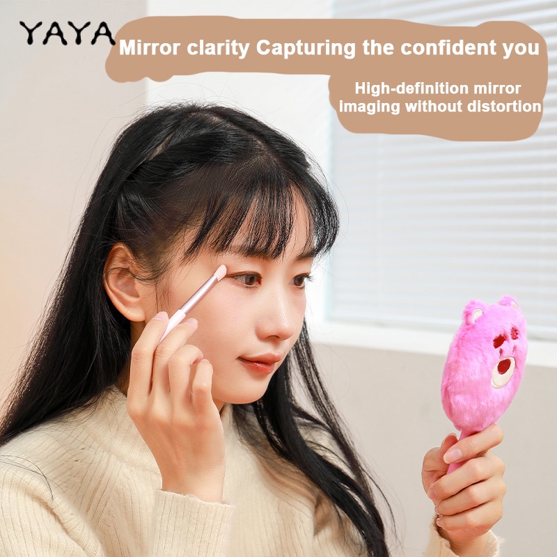 Ins Túi Mát Xa Cầm Tay mini Hình Gấu Dâu Tây Có Gương Xếp Chồng